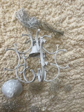 Pottery Barn White Decorative Chandelier W/ Glass Crystals